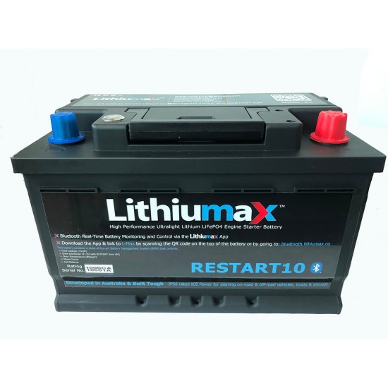 LITHIUMAX LITHIUM BATTERIES - NEW RESTART10 BLUETOOTH 1000CA WITH 100Ah PbEq