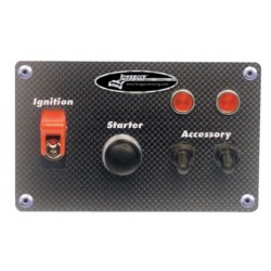 LONGACRE CARBON FIBRE FLIP-UP START/IGNITION SWITCH PANEL WITH SWITCH PANEL W. 2 ACC AND PILOT LIGHTS
